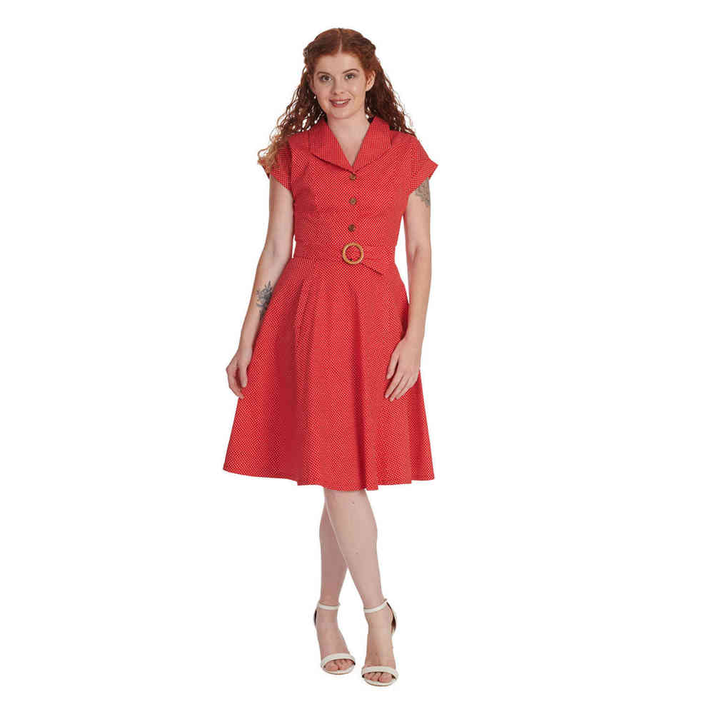 Banned - Polka Dot Dance Flare Kleid - Rot